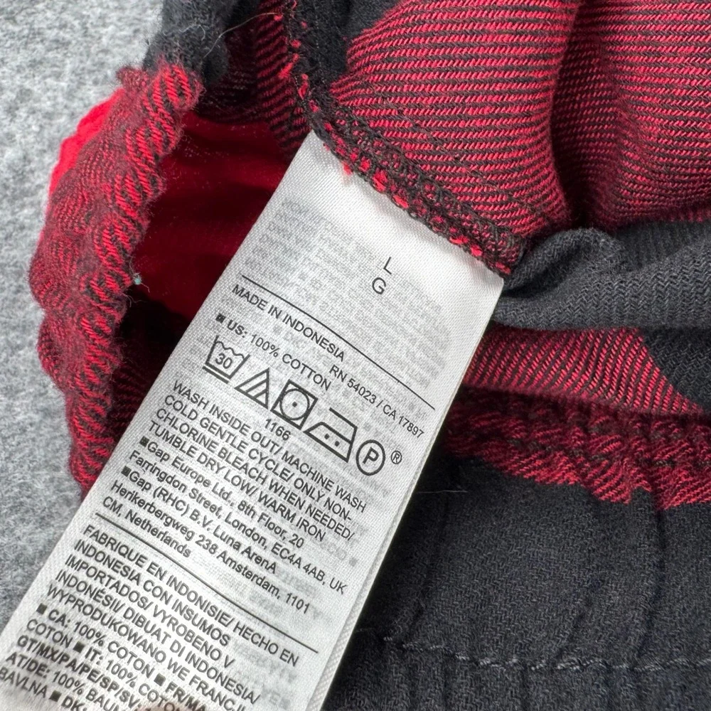 Old Navy Pajama Pants Mens L Red Black Buffalo Plaid Cotton 407069-03-1
